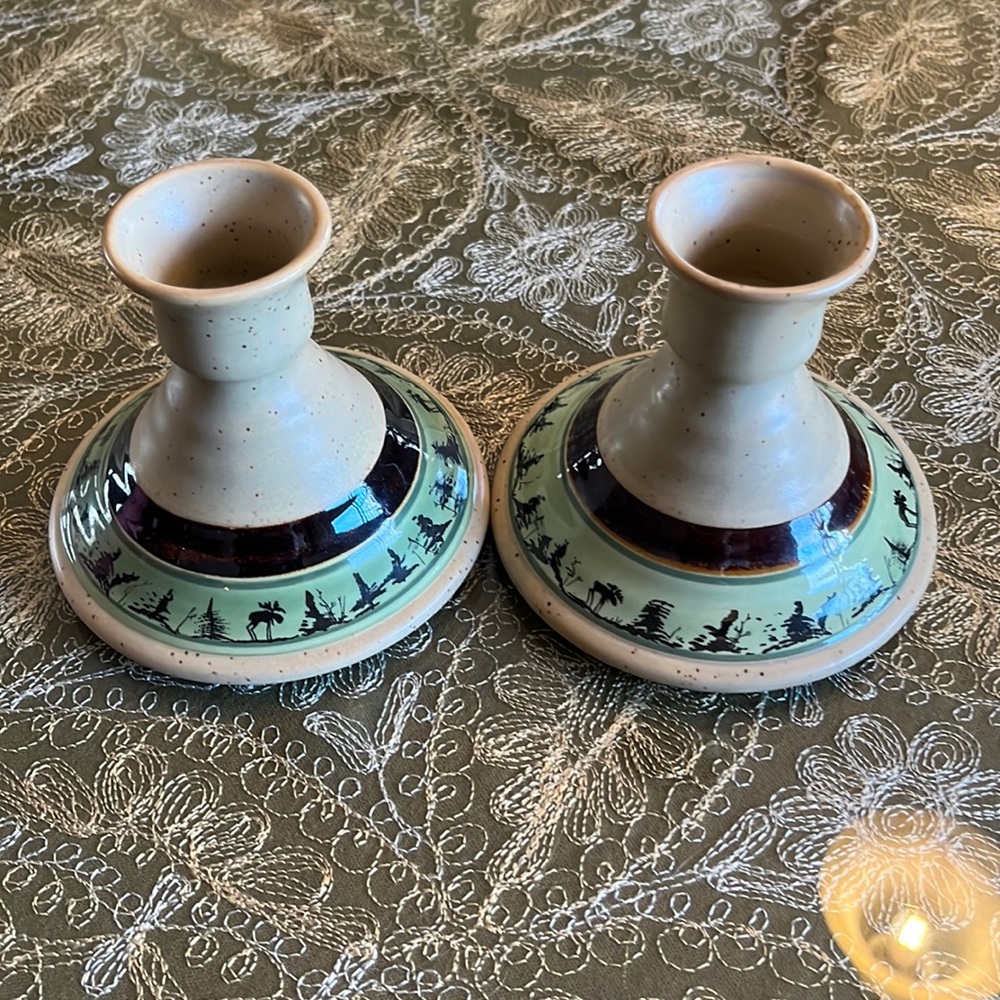 Earth-art candle holders by Artables Debra Durrer for the pair.